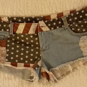 Denim American Flag Shorts